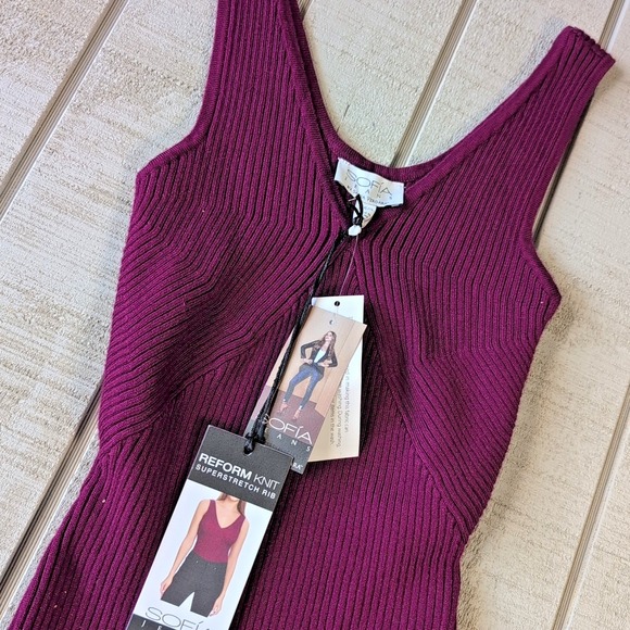 Sofia Jeans Tops - Sofia Vergara Sleeveless Sweater Bodysuit XS-S Plum Daily Active Wear New NWT XS